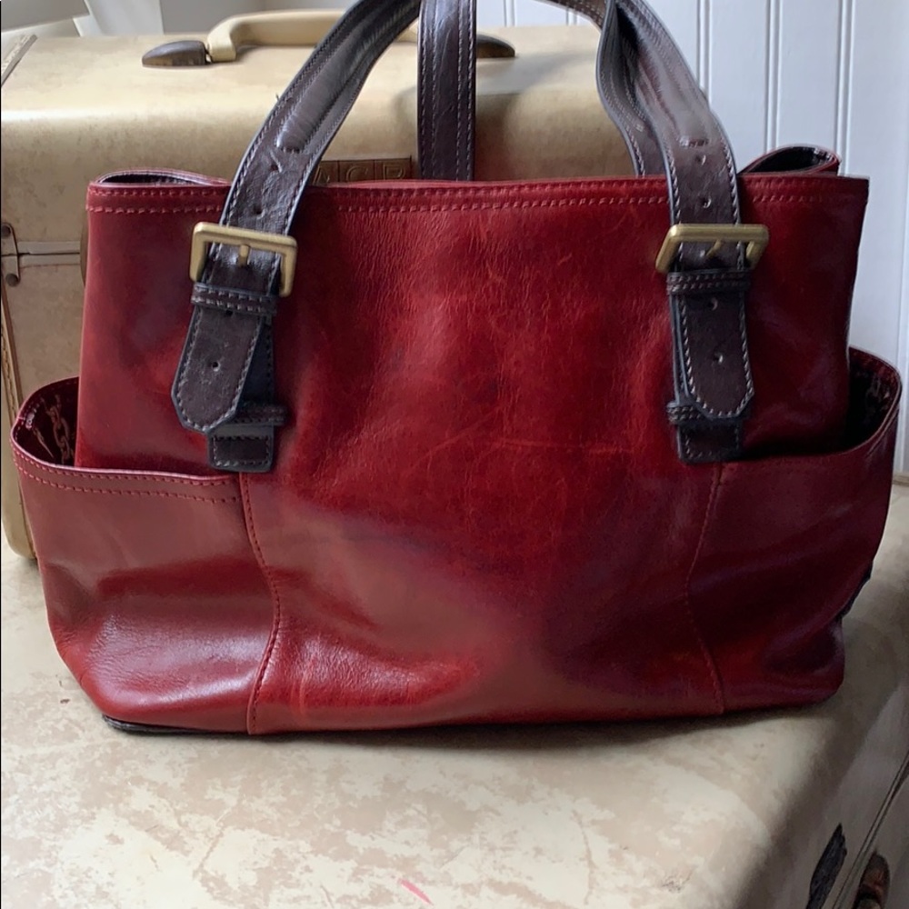 Red and brown purse